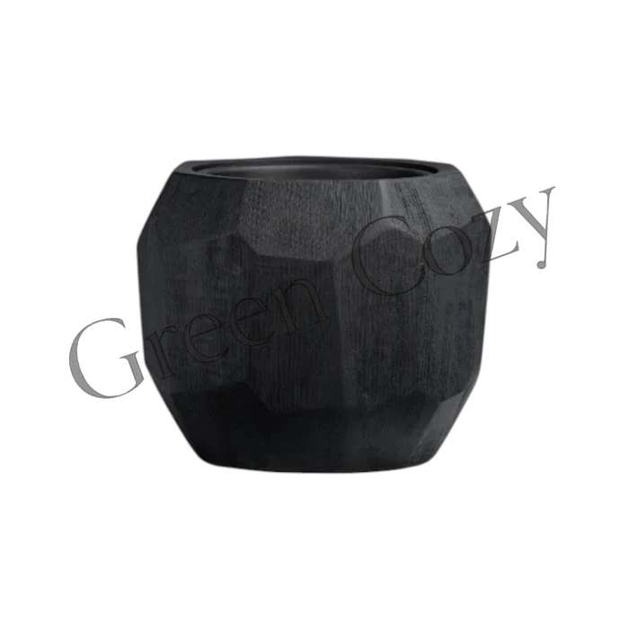 Кашпо TREEZ Effectory Anthra Design-многогранник Антрацит - 32 см - Ø 37 см