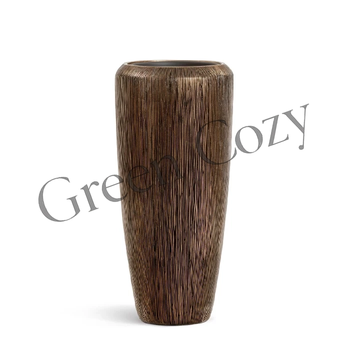 Кашпо TREEZ Effectory Wow Высокий конус Design Темное матовое золото - 75 см - Ø 34 см