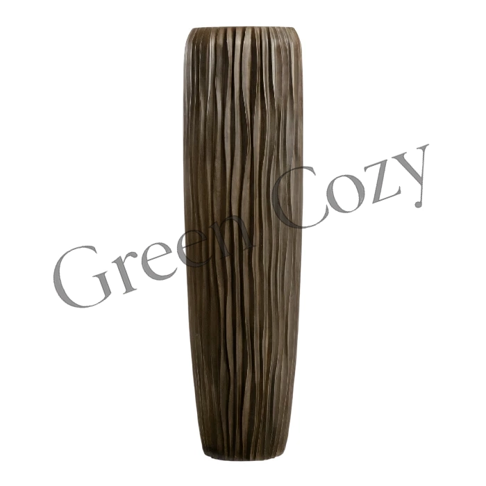 Кашпо TREEZ Effectory Metal Высокий конус Giant Design Wave Черненая бронза - 180 см - Ø 51 см