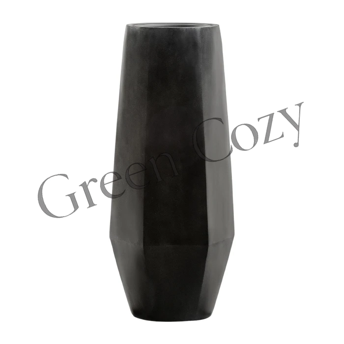 Кашпо TREEZ Effectory Crystal Высокий многогранник Антрацит - 97 см - Ø 41x36 см