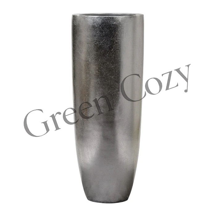 Кашпо TREEZ Effectory Metal Высокий конус Giant Стальное серебро - 120 см - Ø 46 см
