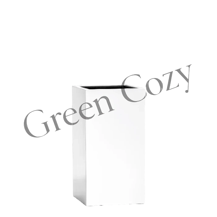 Кашпо TREEZ Effectory Gloss Высокий куб Белый глянцевый лак - 60 см - 31x31 см