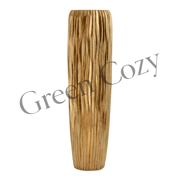 Кашпо TREEZ Effectory Metal Высокий конус Giant Design Wave Сусальное золото - 180 см - Ø 51 см