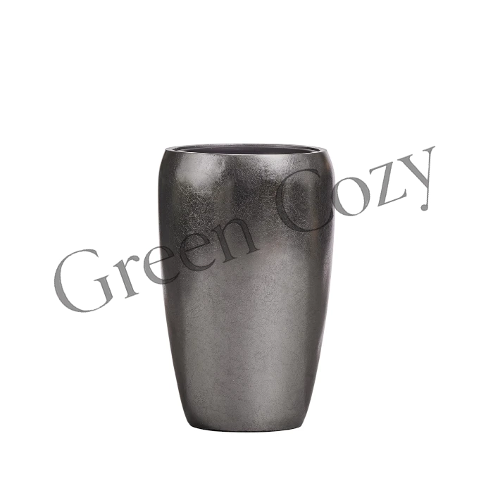 Кашпо TREEZ Effectory Metal Высокий округлый конус Стальное серебро - 51 см - Ø 32 см