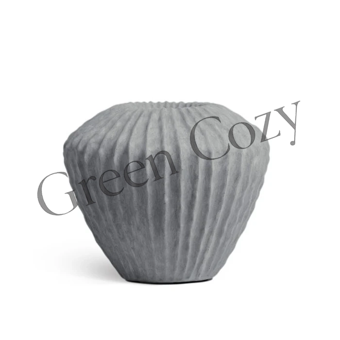 Кашпо TREEZ Effectory Moho Сферическая Design-ваза Дымчато-серый песок - 28 см - Ø 35 см