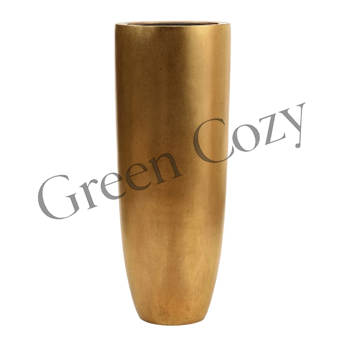 Кашпо TREEZ Effectory Metal Высокий конус Giant Сусальное золото - 120 см - Ø 46 см