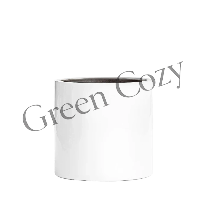 Кашпо TREEZ Effectory Gloss Цилиндр Белый глянцевый лак - 40 см - Ø 41 см