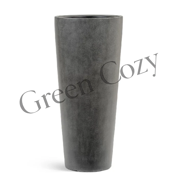 Кашпо TREEZ Effectory Beton Высокий конус Темно-серый бетон - 61 см, Ø 30 см