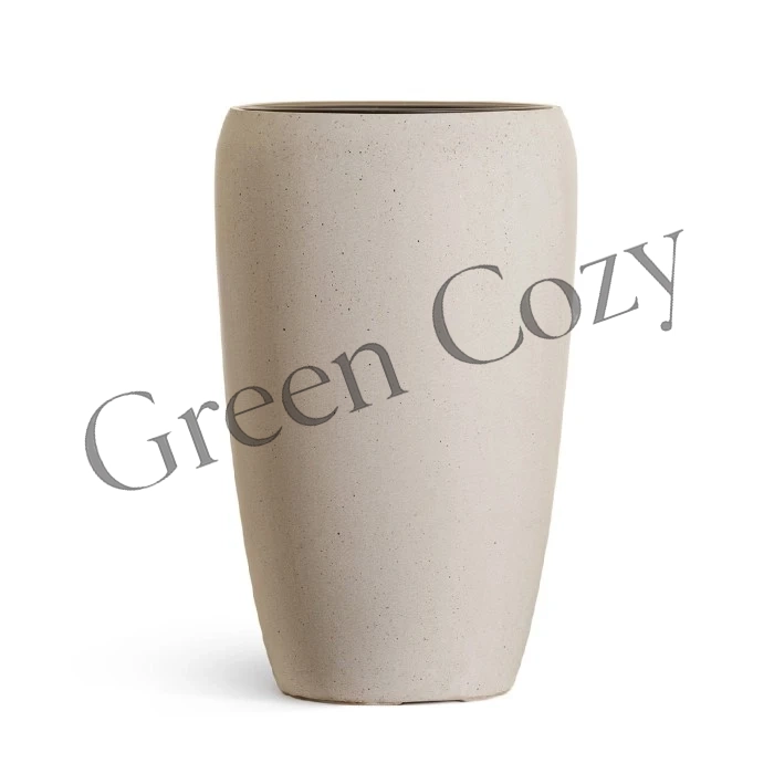 Кашпо TREEZ Effectory Beton Высокий округлый конус Белый песок - 51 см - Ø 32 см