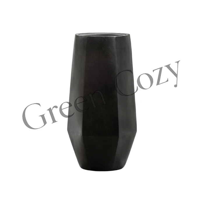 Кашпо TREEZ Effectory Crystal Высокий многогранник Антрацит - 75 см - Ø 38x32 см