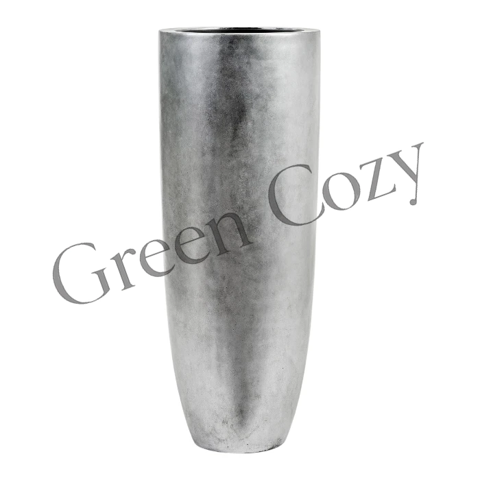 Кашпо TREEZ Effectory Metal Высокий конус Giant Серебро - 120 см - Ø 46 см