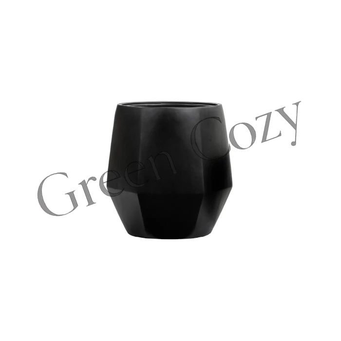 Кашпо TREEZ Effectory Crystal Многогранник Антрацит - 40 см - Ø 39x36 см