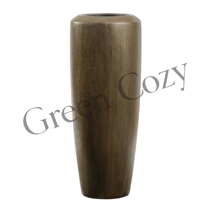 Кашпо TREEZ Effectory Metal Высокий конус Design Черненая бронза - 117 см - Ø 46 см