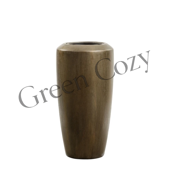 Кашпо TREEZ Effectory Metal Высокий конус Design Черненая бронза - 90 см - Ø 46 см