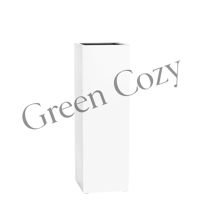 Кашпо TREEZ Effectory Gloss Высокий куб Белый глянцевый лак - 97 см - 31x31 см
