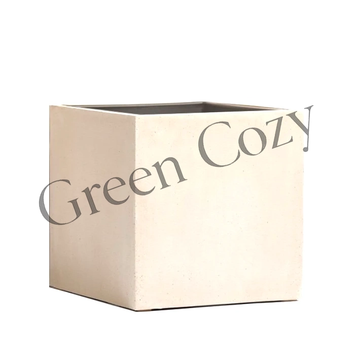 Кашпо TREEZ Effectory Beton Куб Белый песок - 20 см - 20х20 см