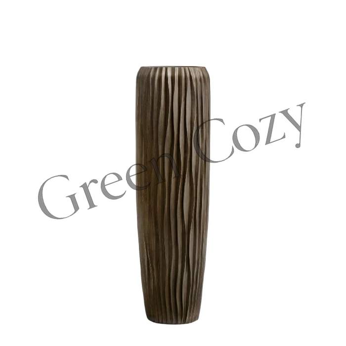 Кашпо TREEZ Effectory Metal Высокий конус Giant Design Wave Черненая бронза - 141 см - Ø 42 см