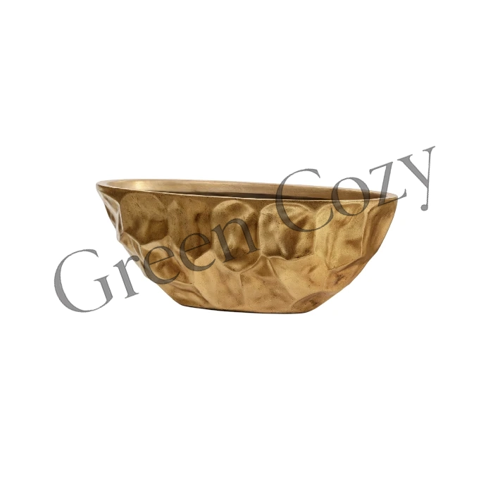 Кашпо TREEZ Effectory Metal Высокая лодка Design Crumple Сусальное золото - 15 см