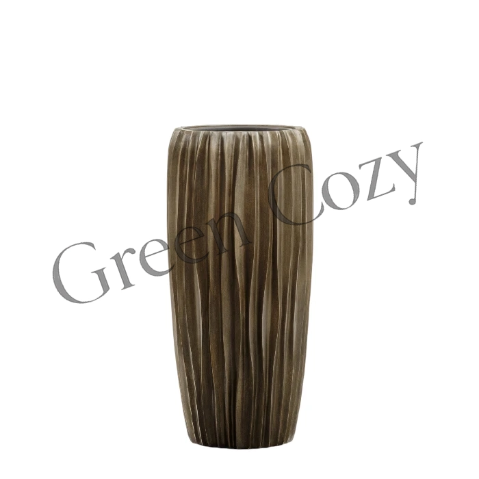 Кашпо TREEZ Effectory Metal Высокий конус Design Wave Черненая бронза - 75 см - Ø 34 см