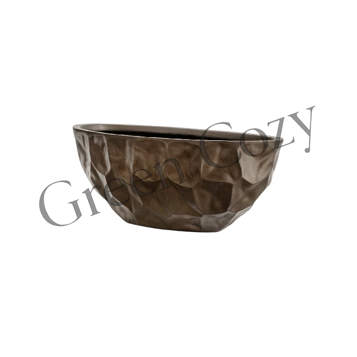 Кашпо TREEZ Effectory Metal Высокая лодка Design Crumple Черненая бронза - 15 см