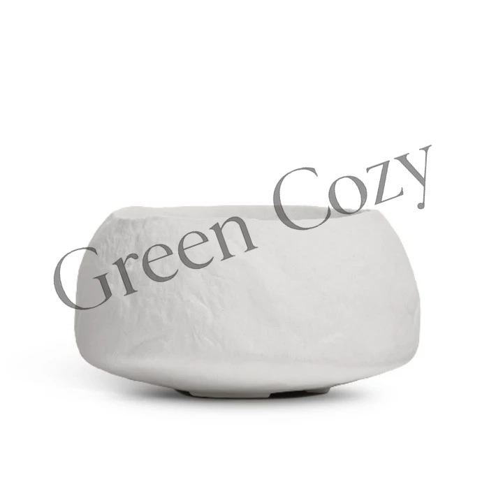 Кашпо TREEZ Effectory Organic Низкая чаша Белый камень - 21 см - Ø 39 см